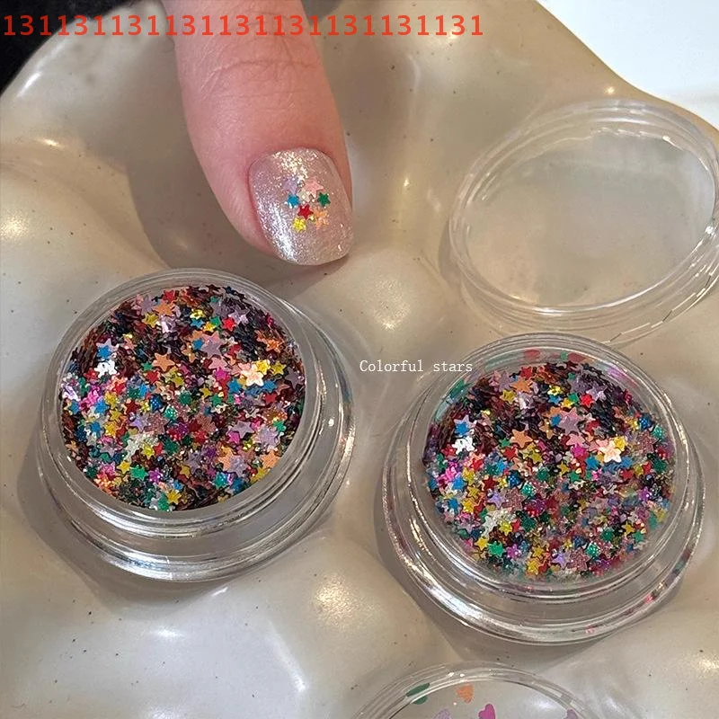 1Jar 미니 스파클링 스타 네일 글리터 스파클링 펜타그램 네일 장식 네일 살롱 디자인 귀여운 액세서리 DIY 네일 아트 디자인