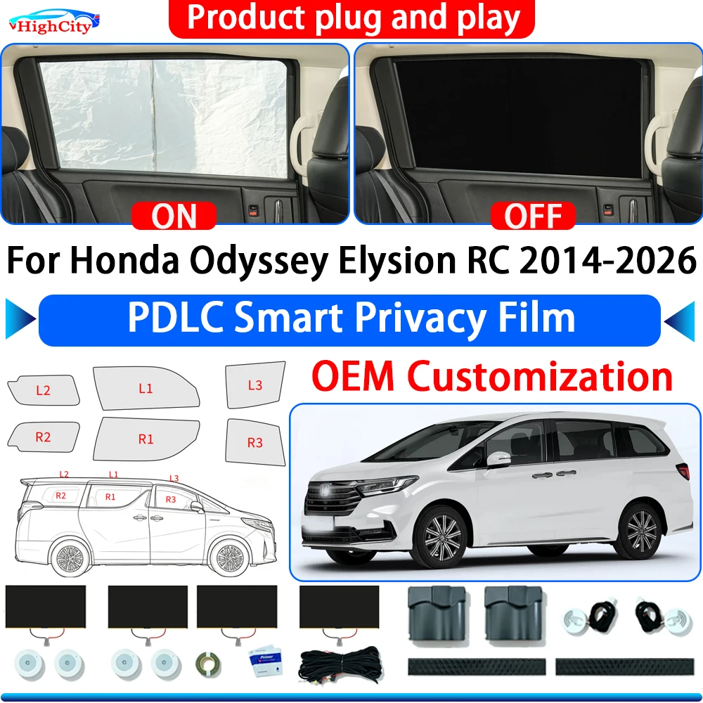 For Honda Odyssey Elysion RC 2014-2026 Switchable Electric Smart Privacy Film Polymer Dispersed Liquid Crystal Film Glass Window