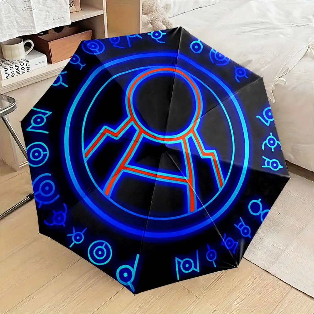 Mystical Blue & Red Glyph Circle Print Umbrella Compact Fashion Folding Umbrella for Daily Use, Christmas Gift