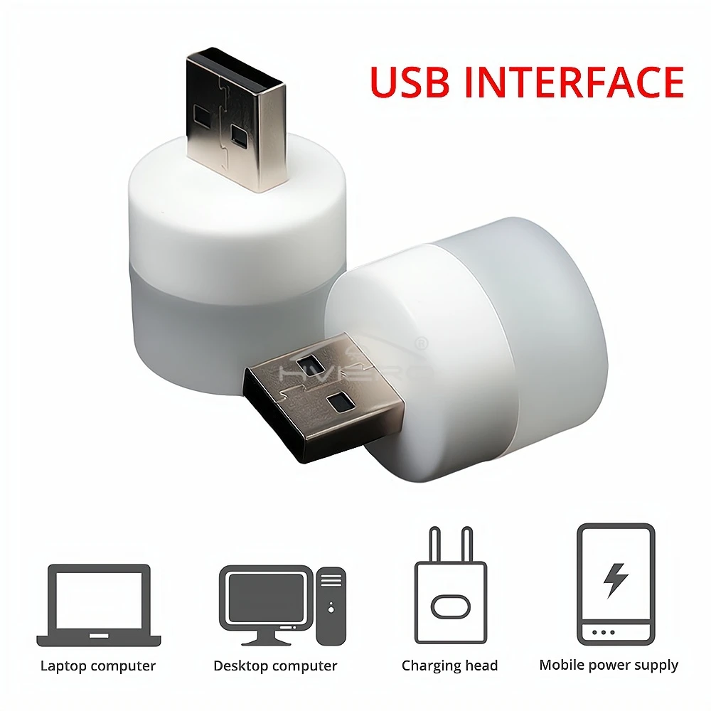 1/10X Small LED USB Plug Lamp Computer Mobile Power Charging Illumination Birthday Present Protection Reading Light Round Night