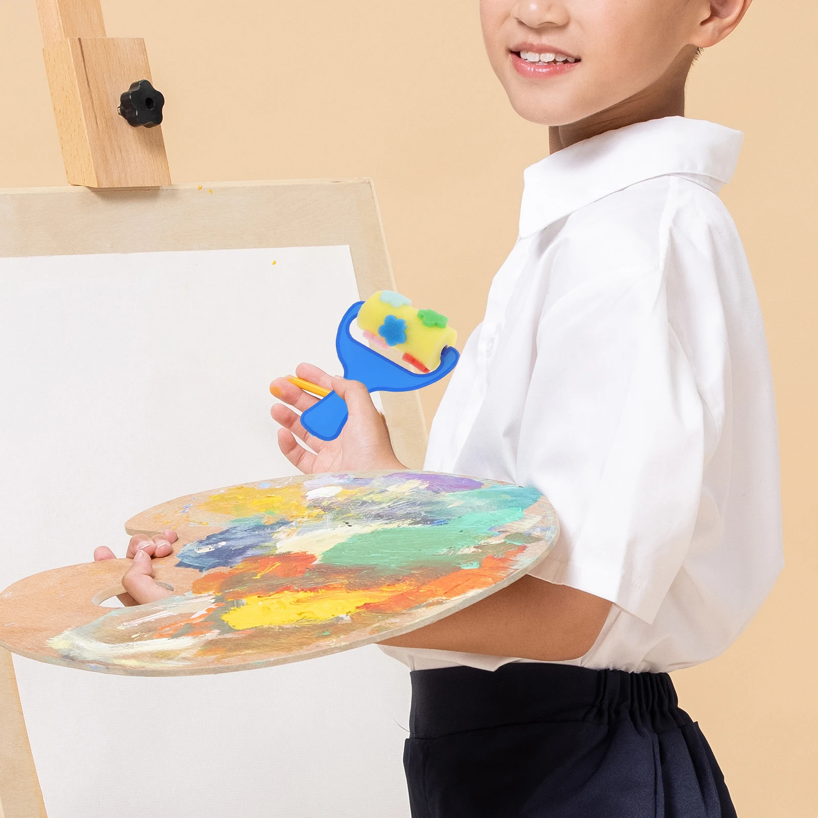 

4pcs Sponge Paint Brush Rollers Kids Drawing Graffiti Tool Premium Durable Compact Size Foam Painting