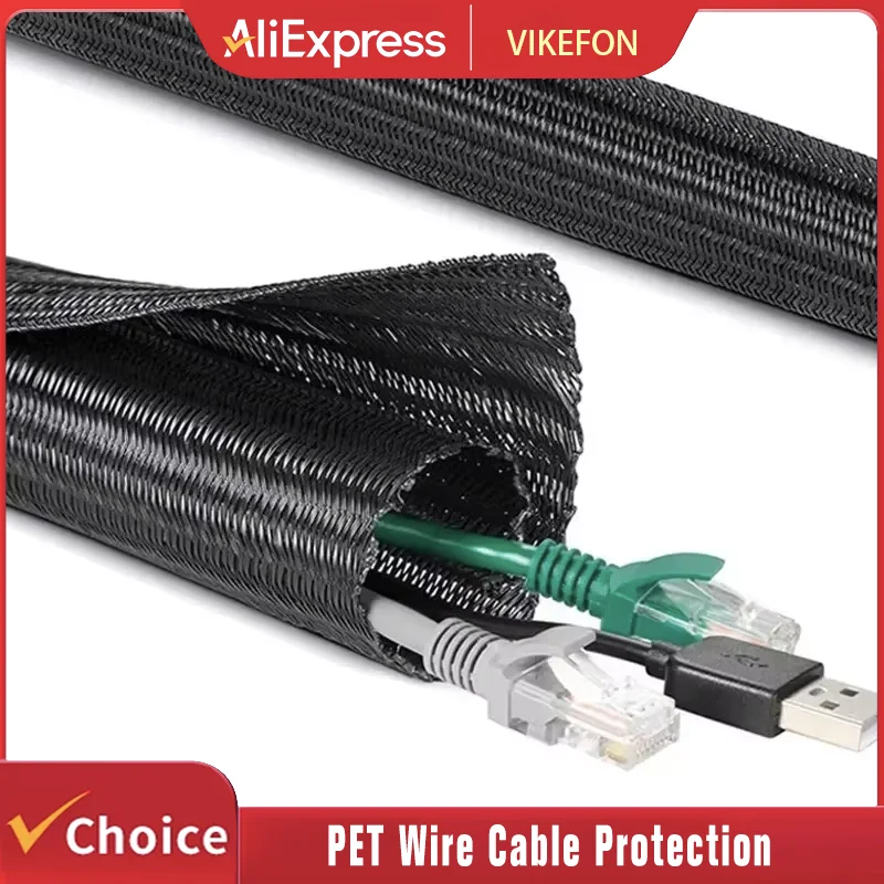 13MM 19MM PET Nylon Expandable Cable Tidy Sleeve High Quality Cuttable Size High Temperature Wear-Resistant Cable protector