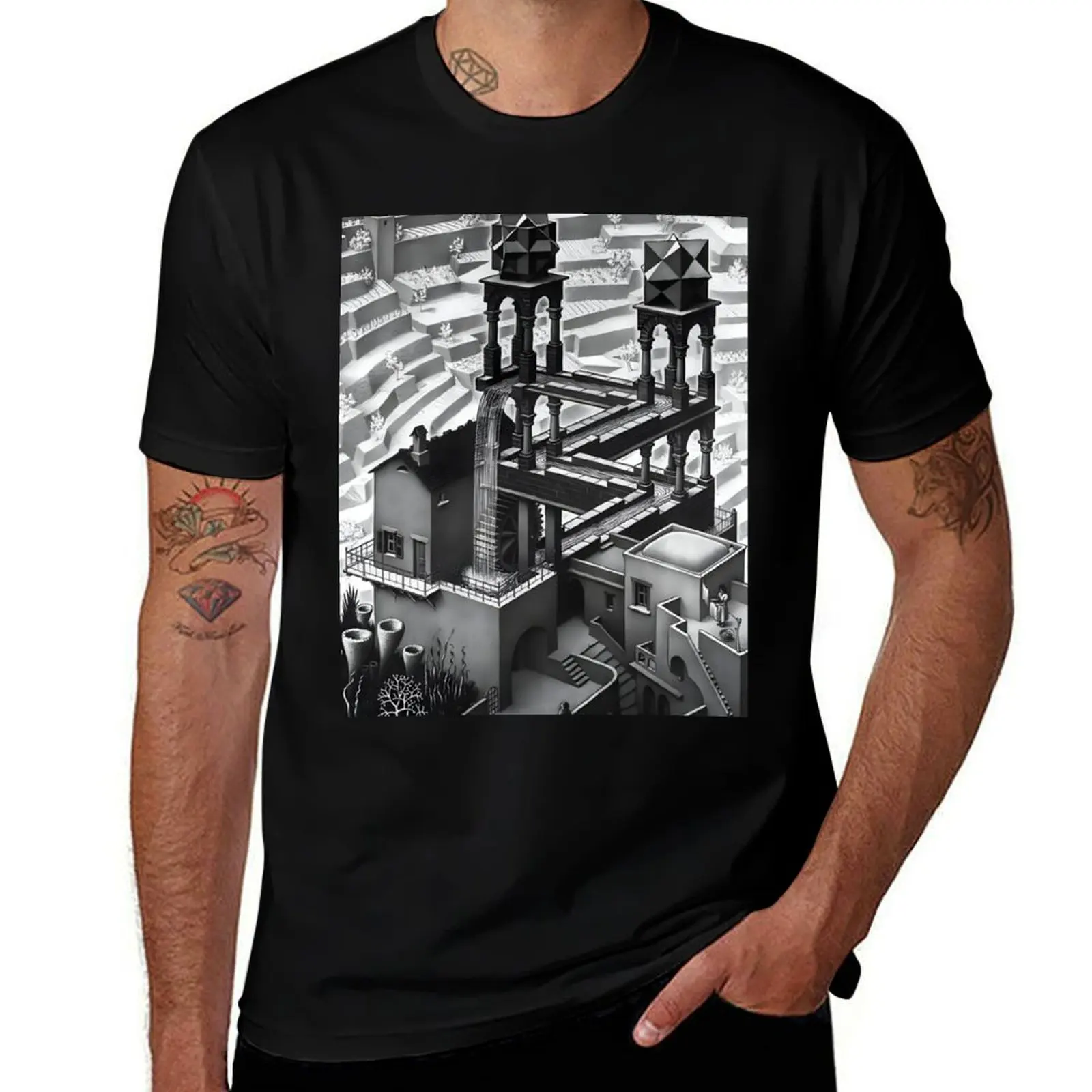M.C. Escher - Waterfall T-Shirt man graphic t shirt T-Shirt