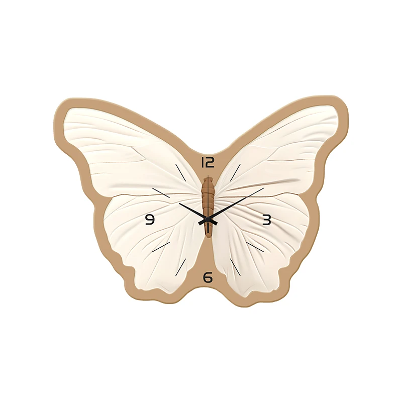 Nordic Kreative Wanduhren Creme Stil Schmetterling Malerei Wohnzimmer High-end-Wanduhren Luxus Schlafzimmer Dekor Wanduhr FYWC