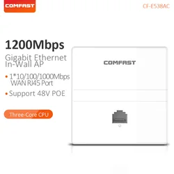 Comfast Pannello AP wireless a parete Punto di accesso Gigabit Ethernet dual band da 1200 Mbps per router interno con porta LAN RJ45 WAN per hotel