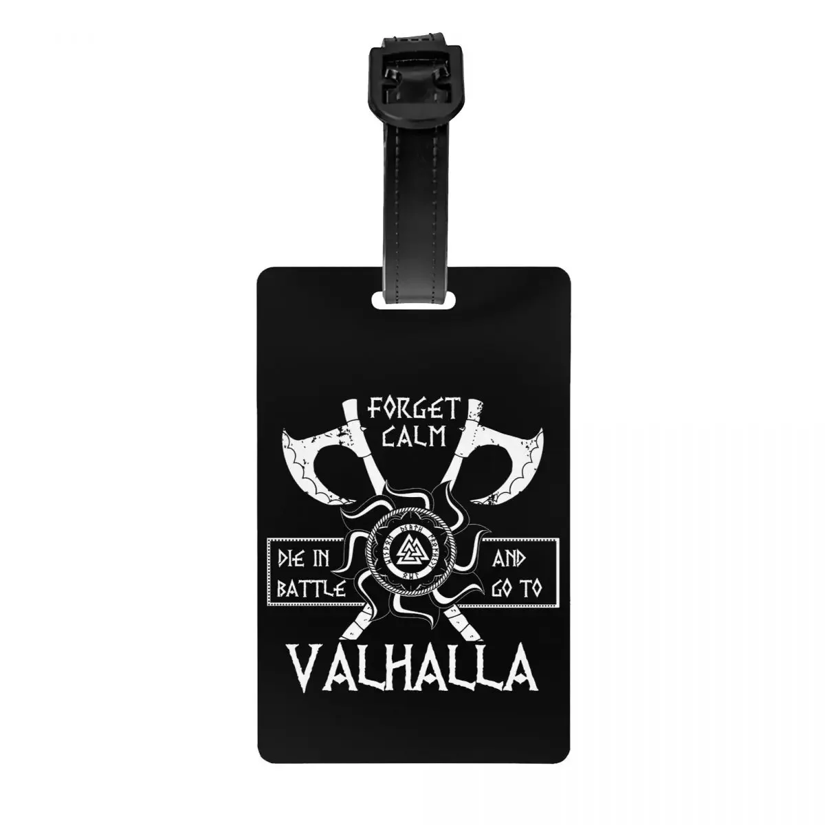 Custom Die In Battle And Go To Valhalla Vikings Luggage Tag With Name Card Privacy Cover ID Label for Travel Bag Suitcase