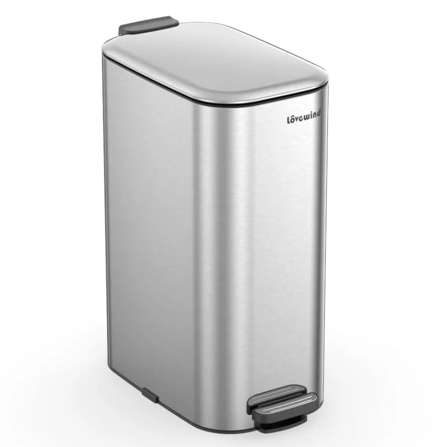 

Trash Can with Lid, /30 L Footstep Garbage Can for Kitchen Bathroom Bedroom Home Office, 20 L Trash Bin Brushed Stainless Steel