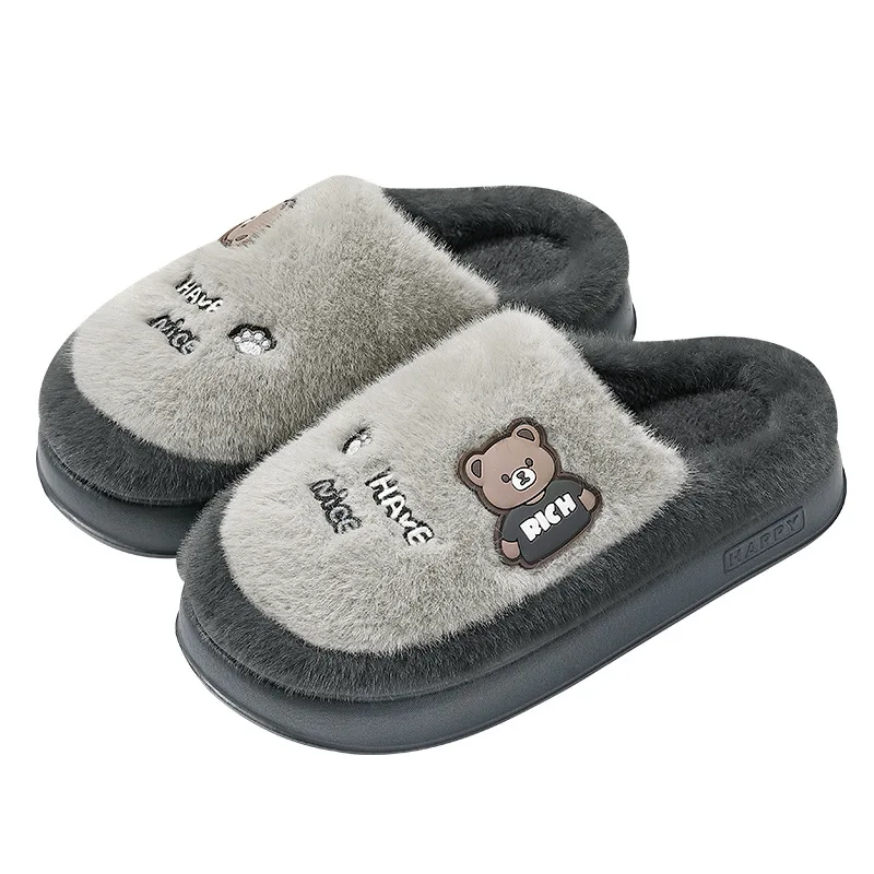 

Winter Thick Bottom Cotton Slippers Women Indoor Home Fashion Warm Men's Fur Slippers Lazy Fuzzy Soft EVA Home Slippers