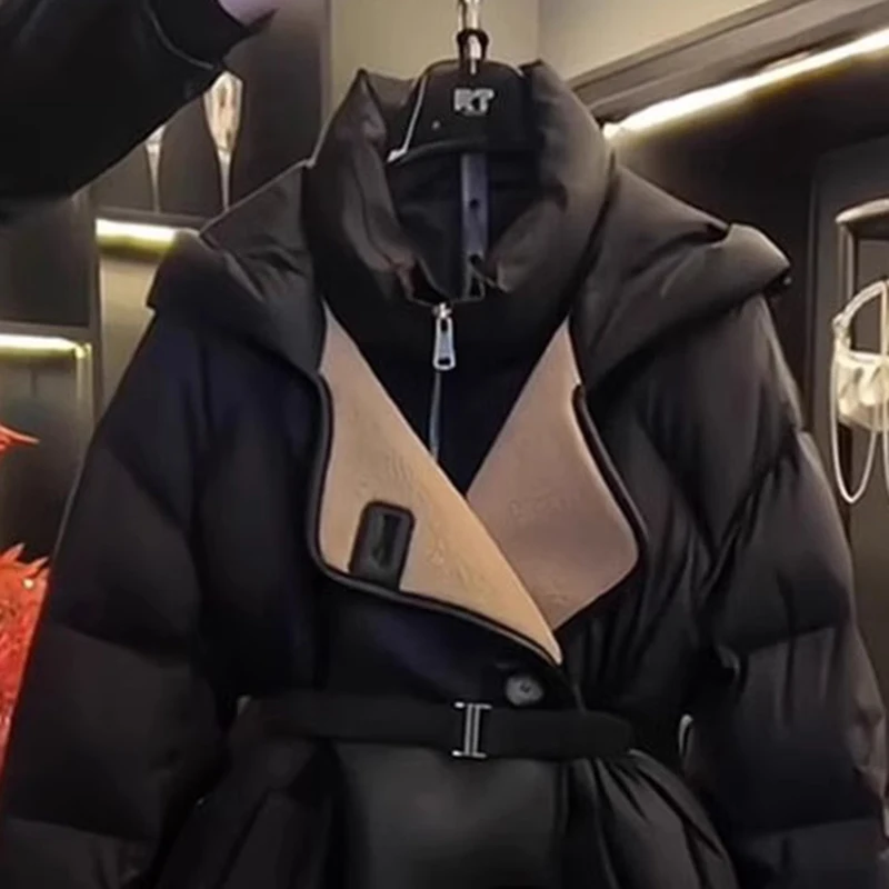 여성용 블랙 후드 코튼 코트 2026 겨울 신상 슬림 웨이스트 파카 패딩 캐주얼 재킷 시크 롱 슬리브 방풍 아우터웨어