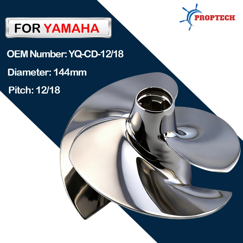 Jet Ski Impeller Replacement for Solas YQ-CD-12/18 Fit Yamaha SUPERJET 2008-2020 144mm Stainless Steel Polished