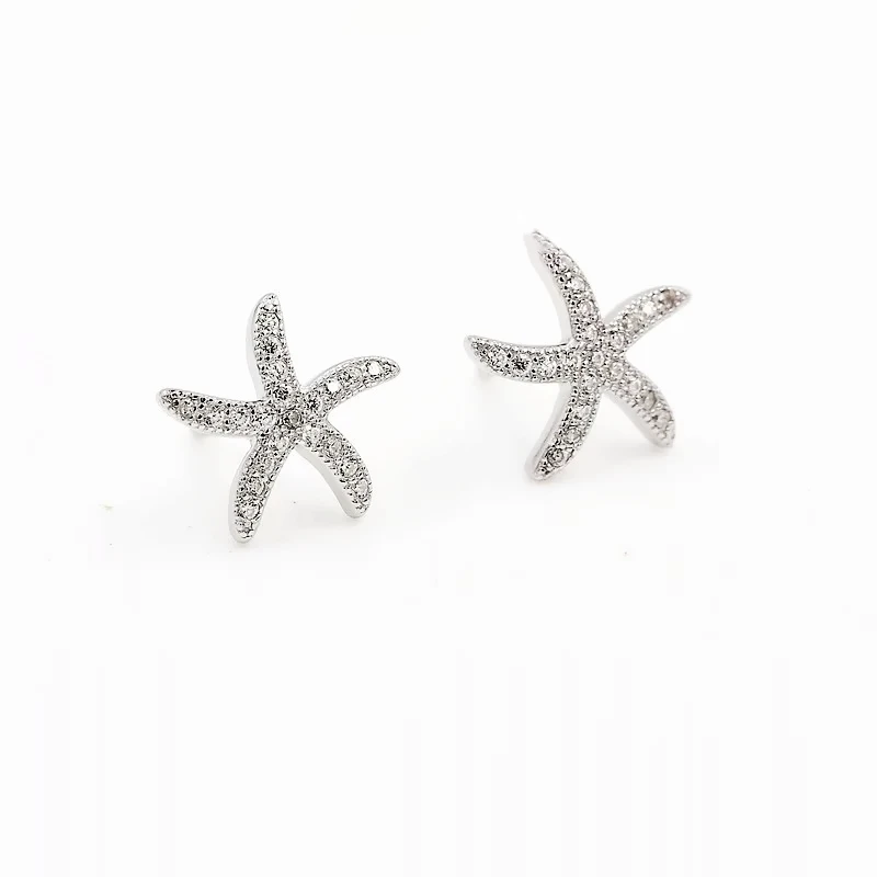 Exquisite Starfish Cute Mini Sweet Fresh Literature 925 Sterling Silver Female Stud Earrings EA523