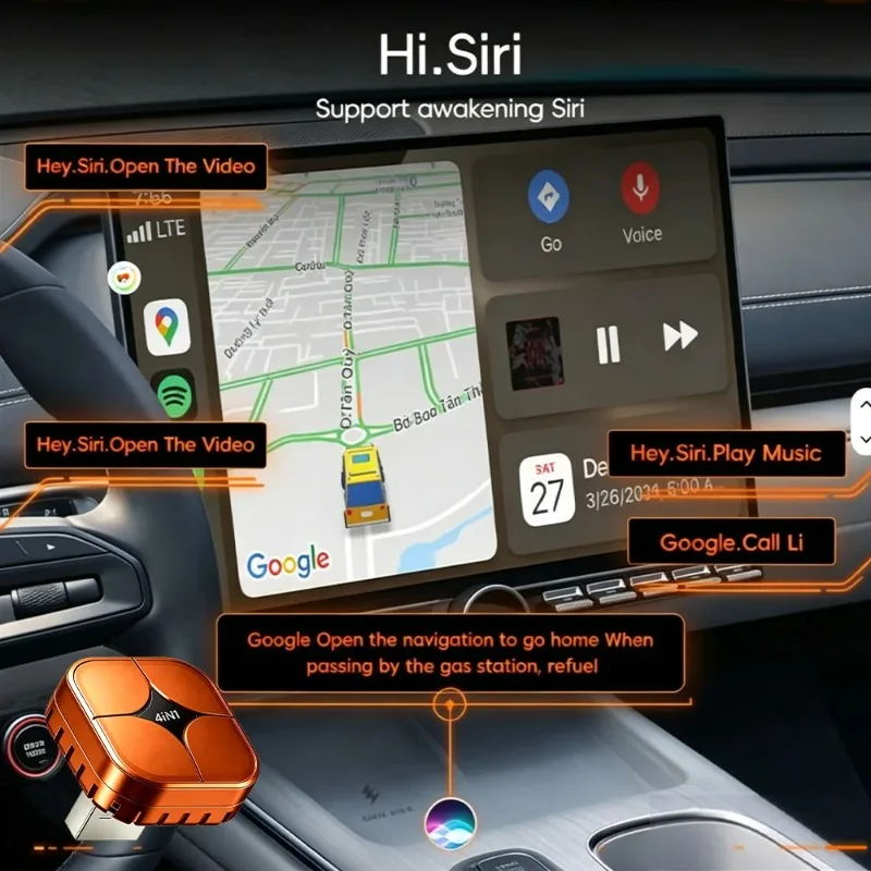 2026 Wireless Carplay Adapter 4in1 Android Auto Connect Airplay Mirror Link Screen USB Plug Play for Apple and Android CarPlay