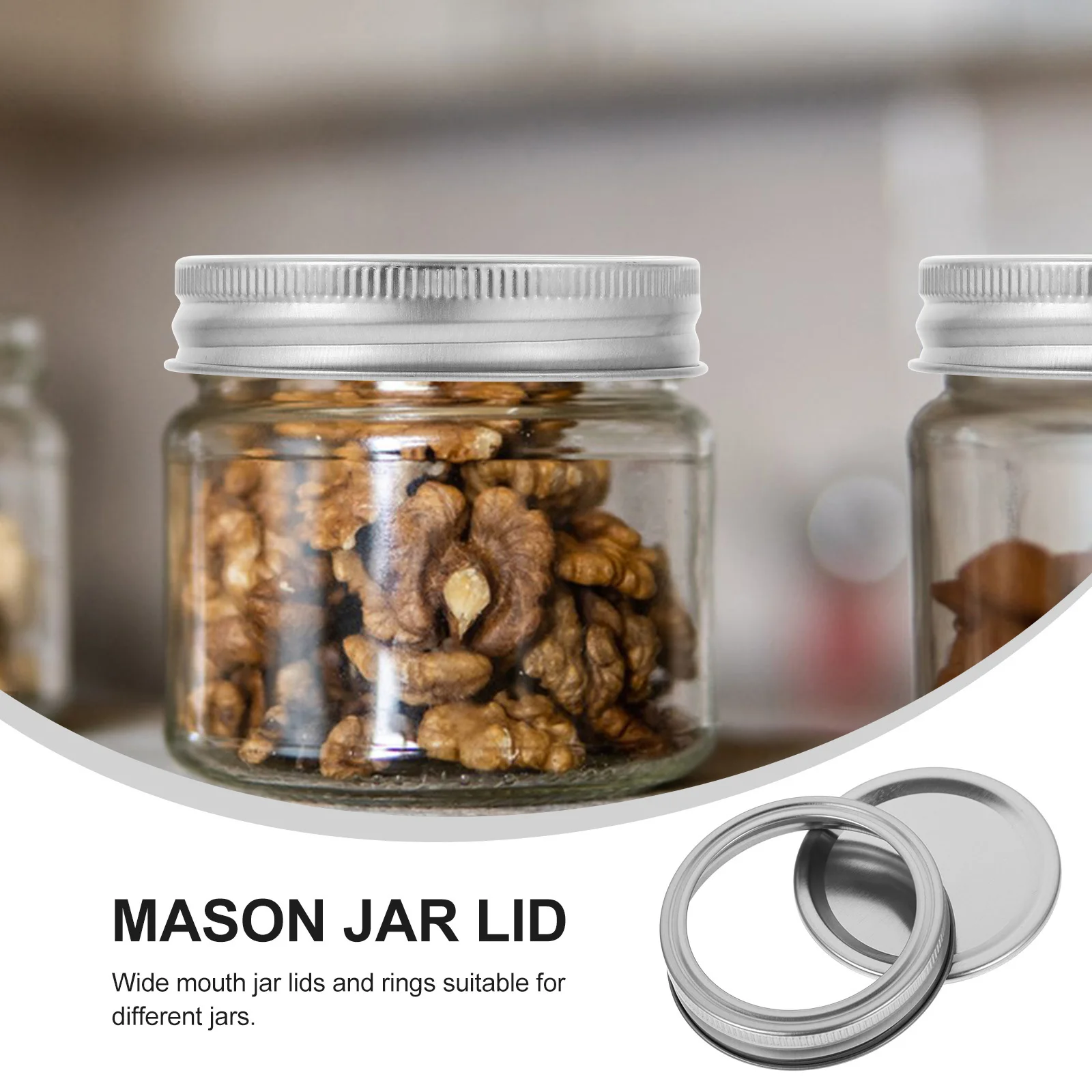 

12 set 12 Sets Wide Mouth Mason Jar Lids Rings Reusable Leak Proof Sealing Food Grade Reusable Jar Covers Metal Storage Jars