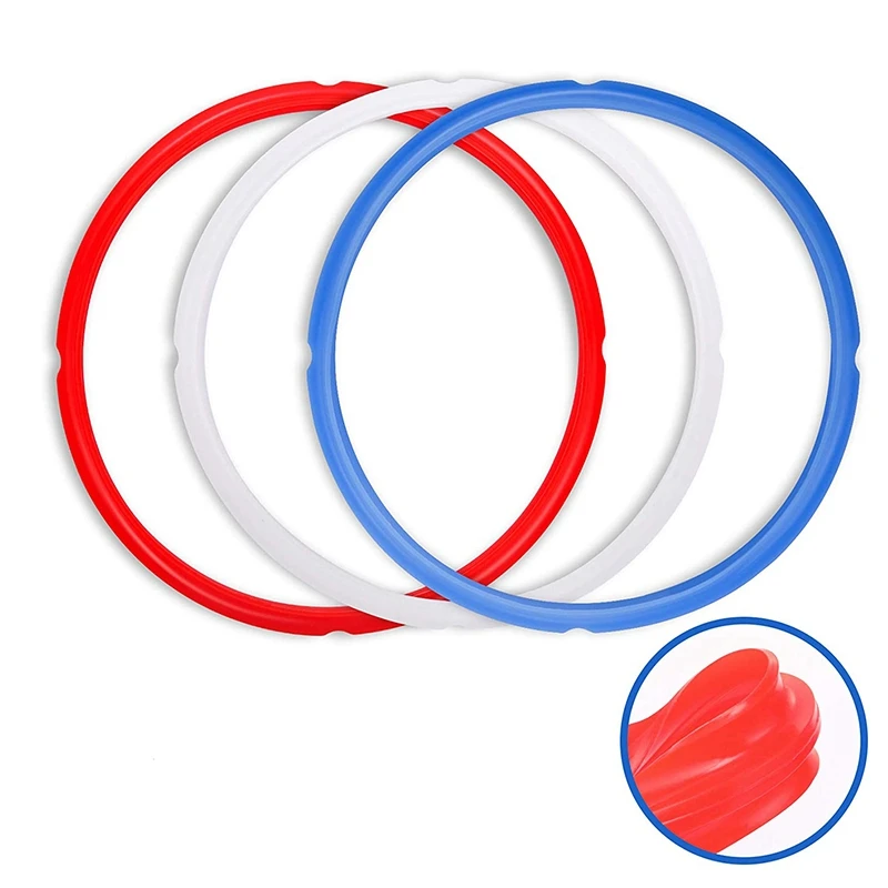 6Pcs Sealing Rings For Pot Accessories Of 8Qt Models, Replacement Silicone Seal Gaskets,Red,Blued,White