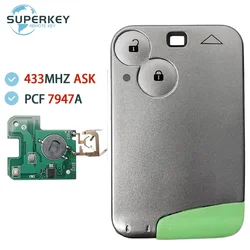 For Renault Laguna Espace Velsatis 2001-2006 PCF7947 ID46 433Mhz ASK 2 Buttons Ultrasonic welding Smart Remote Card Key