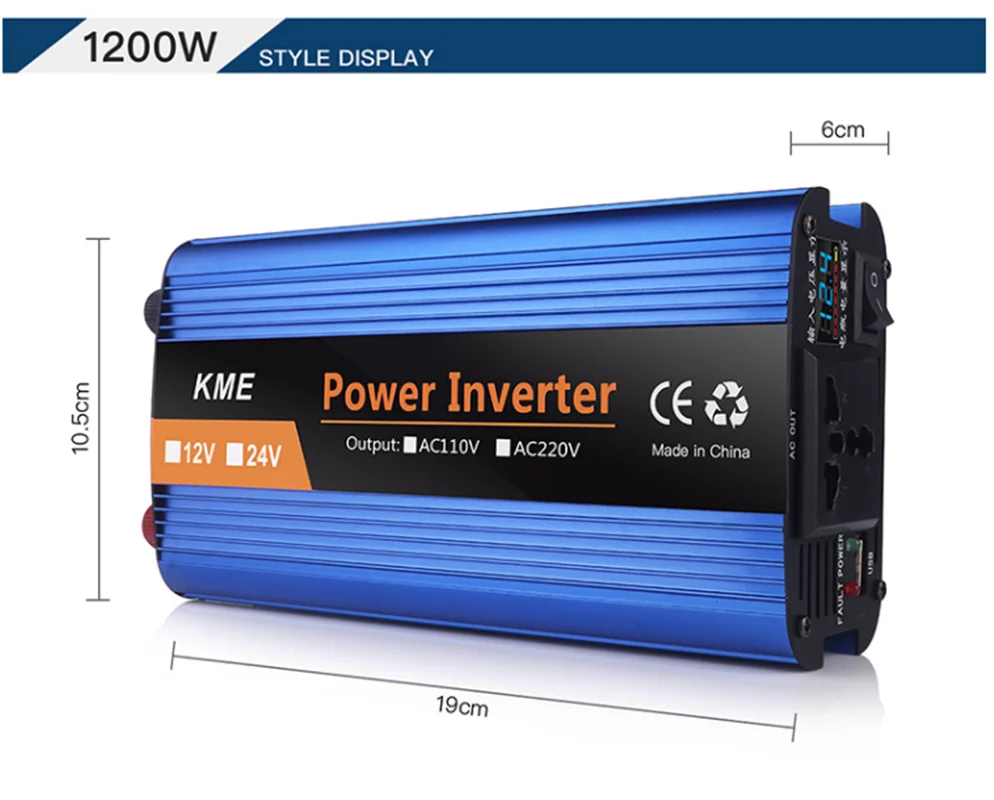 500W 12V 24V 36V 48V 60V do 220V pojedynczy cyfrowy wyświetlacz inteligentny Power falownik samochodowy konwerter zasilania