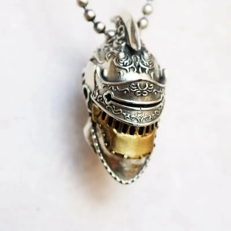 Brass Decorative Figurine Roman Knight Helmet Keychain Necklace Accessorie Skull Pendant Beads DIY  Lanyard Jewelry Accessories