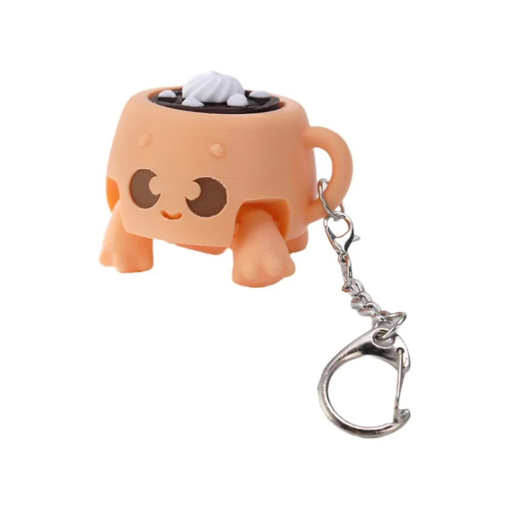 Cute 3D Printed Cartoon Fidget Keychain Simulation Plastic Button Press Click Keyring Funny Sensory Clicker Backpack Pendant