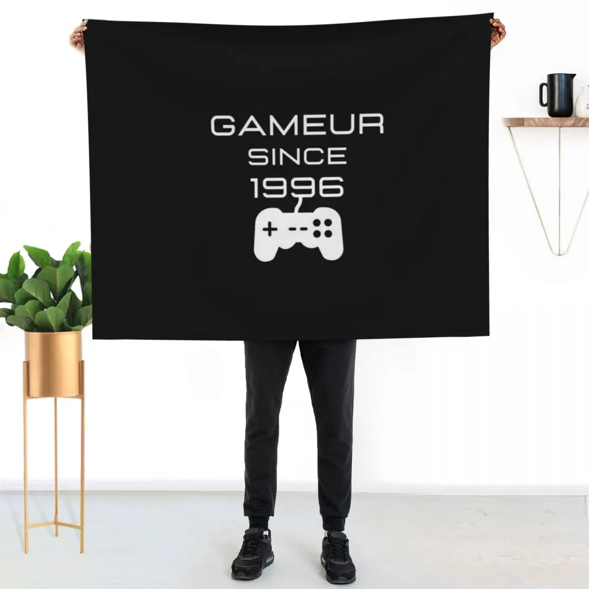 Gamer since 1996! Original geek gift idea Throw Blanket Plaid on the sofa Sofas Multi-Purpose Bed linens Polar Plaid Blankets