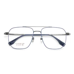 Cool Double Bridges Spectacle Frames Fashion Design Large Frame Pure Titanium Eyeglasses Frame Customizable Prescription