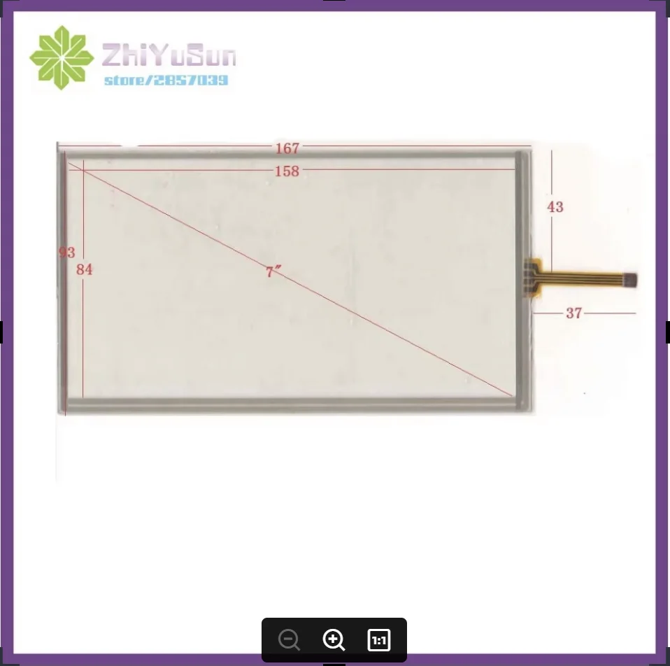 ZhiYuSun 167mm*93mm 7inch touch screen digital player handwriting screen outer periphery dimension 167*93General touch screen