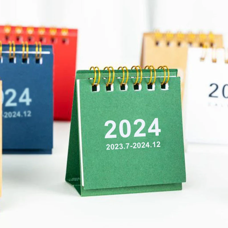 Mini Desktop Standing Flip Calendário, Planejamento e Organização, Programação Diária, Escritório e Material Escolar, 2023-2024