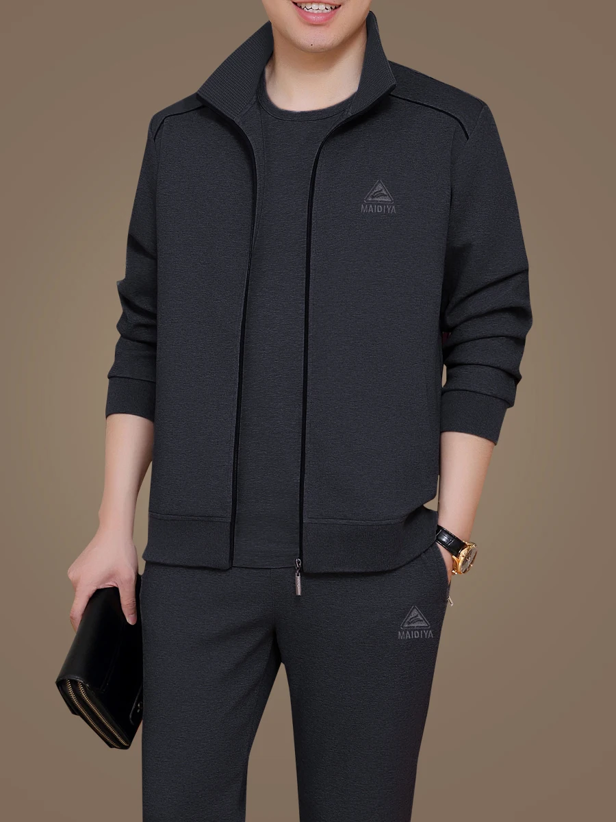 

Мужской повседневный спортивный костюм для бега и тренировок, свободный крой, для мужчин среднего возраста, весна-осень, удобные толстовка и брюки