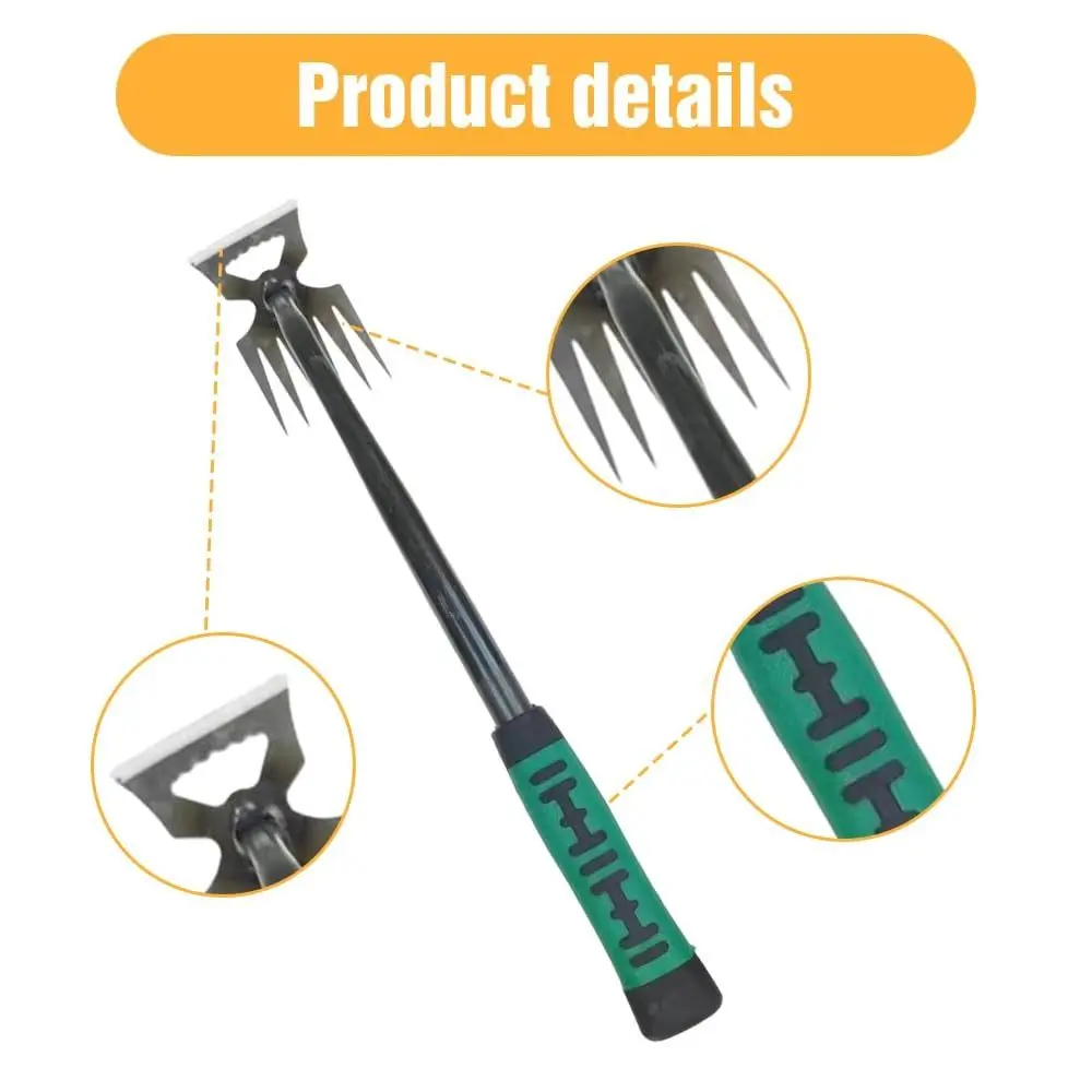 Stainless Steel Weed Puller Tool Weed Digger Grass Rooting Grass Remover Handheld Rubber Handle Weed Dandelion Remover