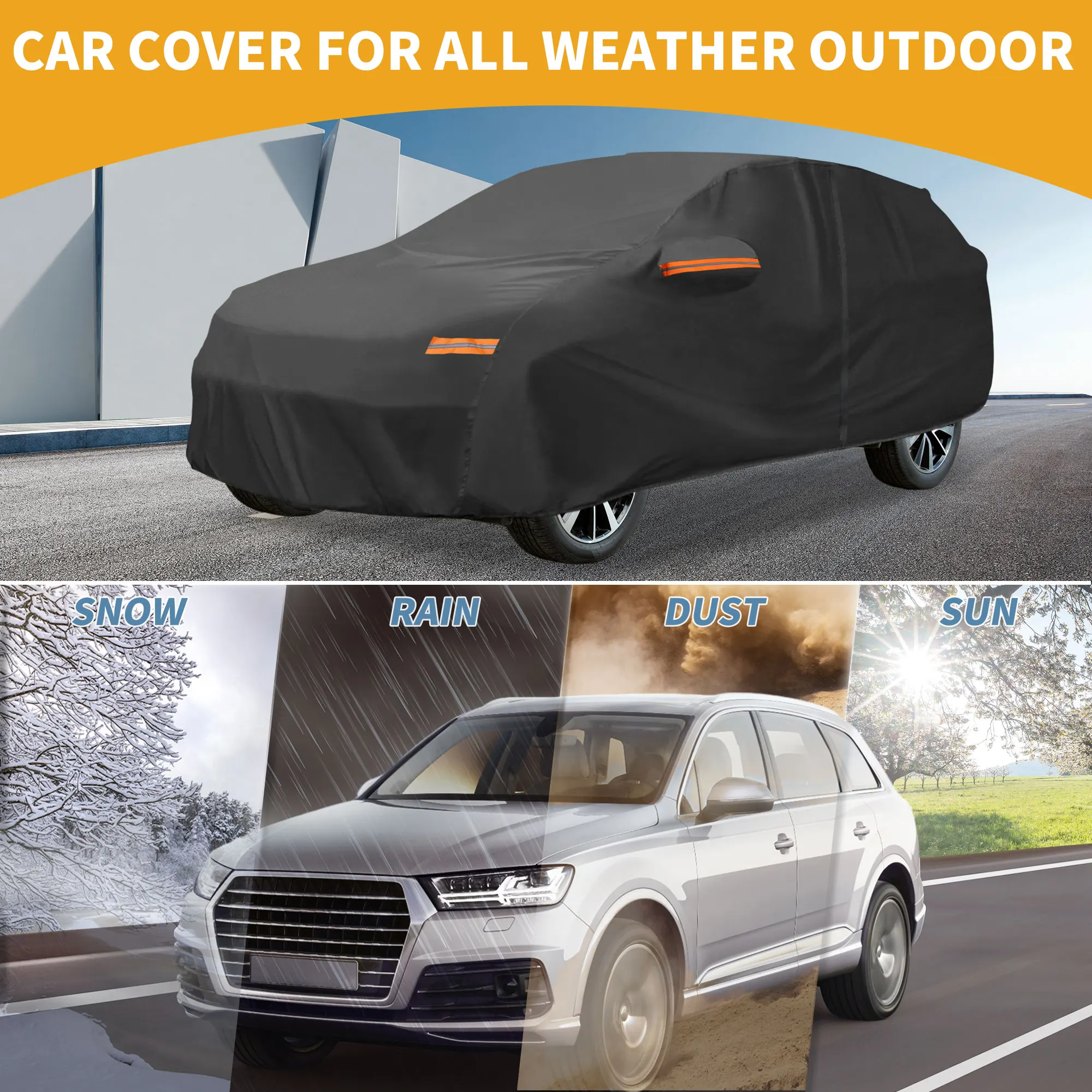 

Uxcell Car Cover All Weather for Ford Escape Black 190T-Pu with Left Zipper