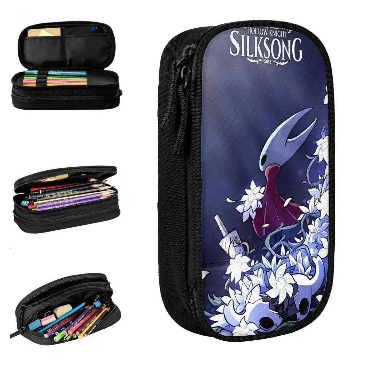 Hollow Knight Silksong Pencil Cases Cute Pen Holder Bags Girl Boy Big Capacity Students School Zipper Pencilcases