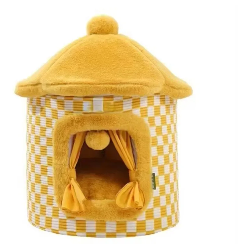 

New Fashion 4-Pack Indoor Air Pan Lattice Yurt Cat Nest Yellow Pet Beds