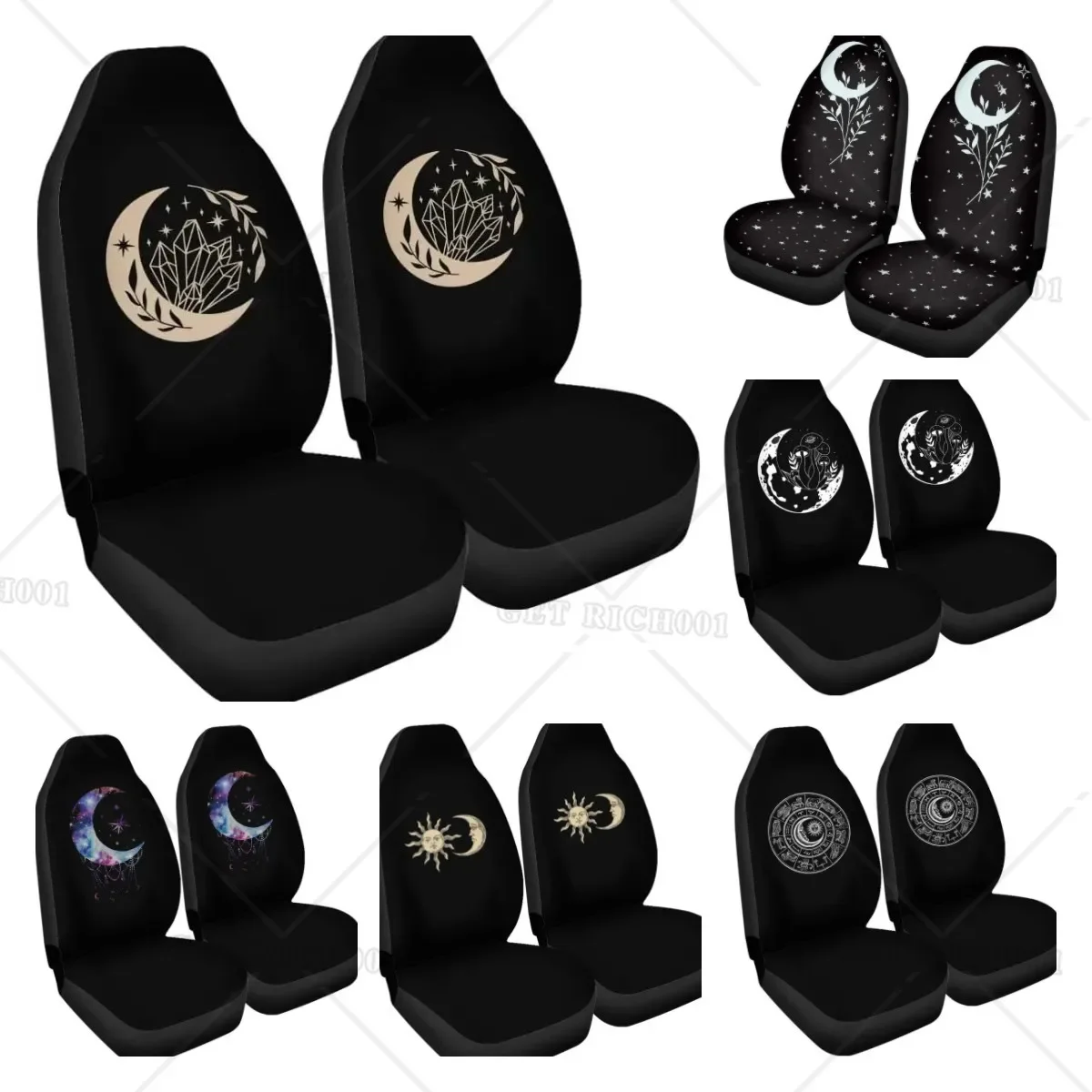 Fundas para asientos Luna Estilo Boho Sol Espiritual Sol y Luna, fundas para asientos automóvil, juego 2 se adaptan a la mayor