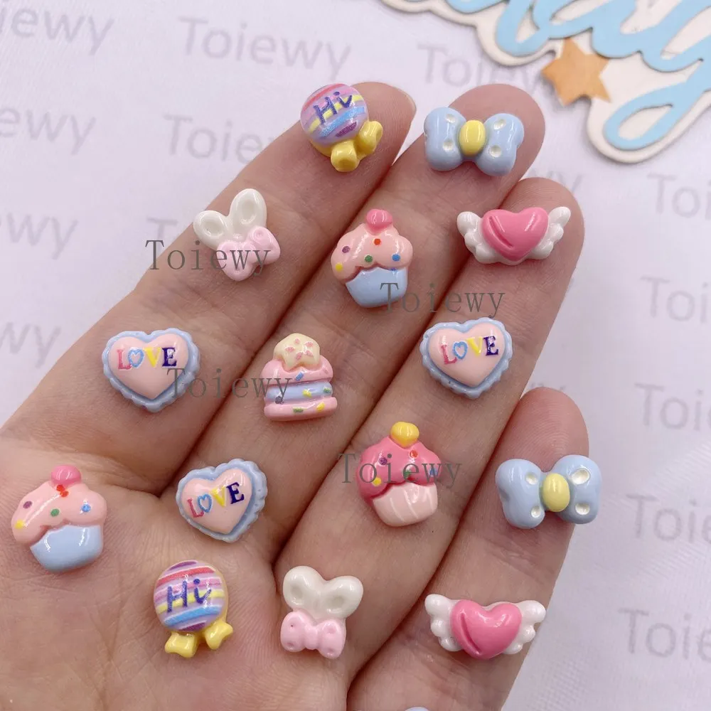 30 pçs resina mini colorido amor bolo sorvete pirulitos doces parte traseira plana pedra diy scrapbook decoração de natal acessórios artesanato