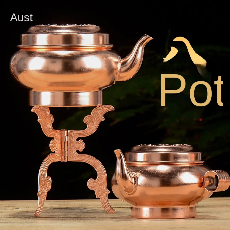 

Tibetan Style Eight Treasure Pot Vintage Copper Auspicious Carved Teapot Home Buddha Worship Kettle Home Tea Set Decoration