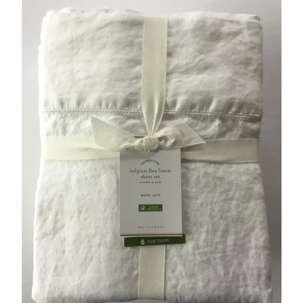 Belgian Linen Flax Sheet Set ~Queen White*