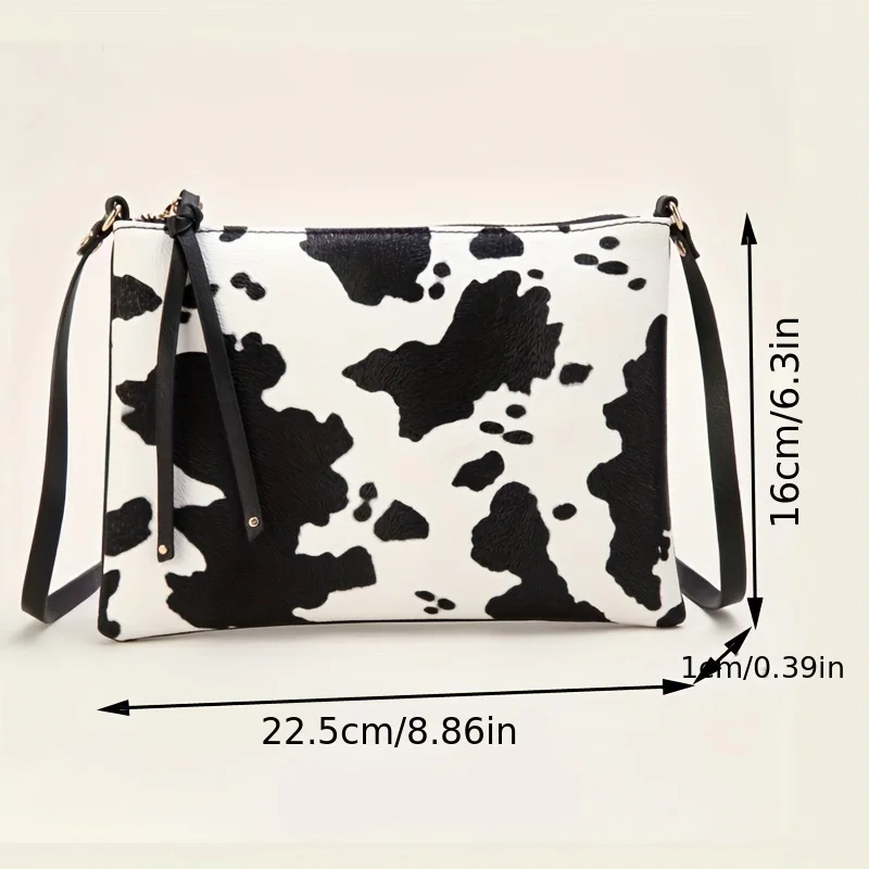 Vintage Style Cow Pattern Crossbody Bags For Women Casual Small Shoulder Bag Phone Pocket