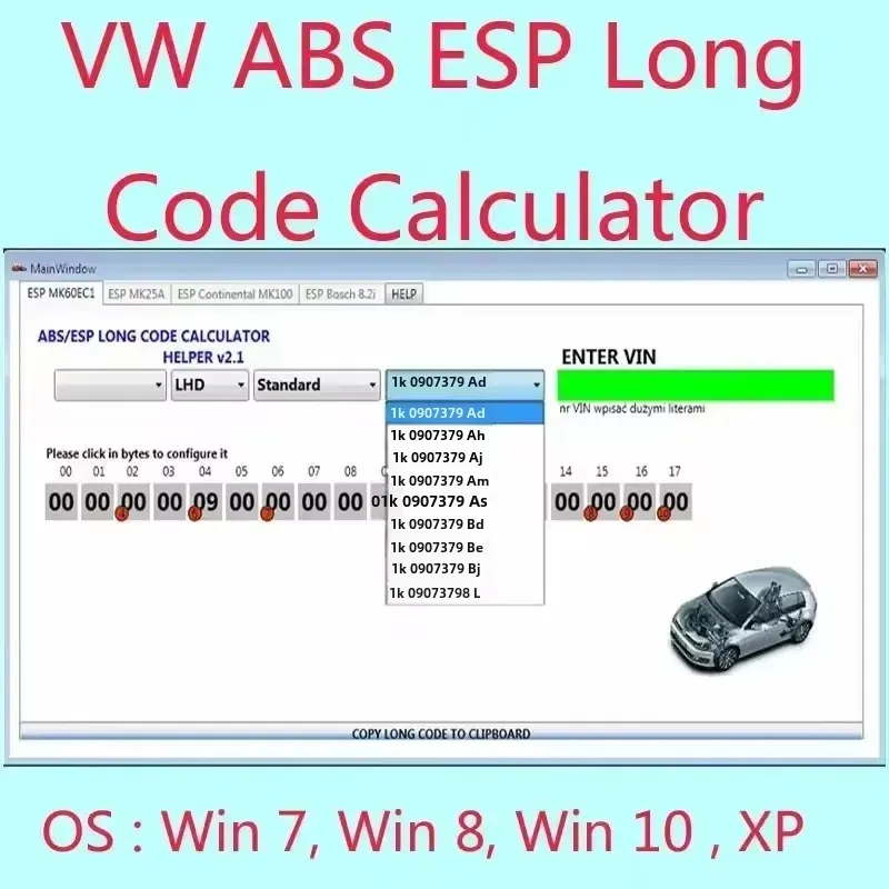 

2024 Venta caliente Abs Esp calculadora larga lector de Software programa utilidad Bosch Esp dispositivo código largo soporte pa