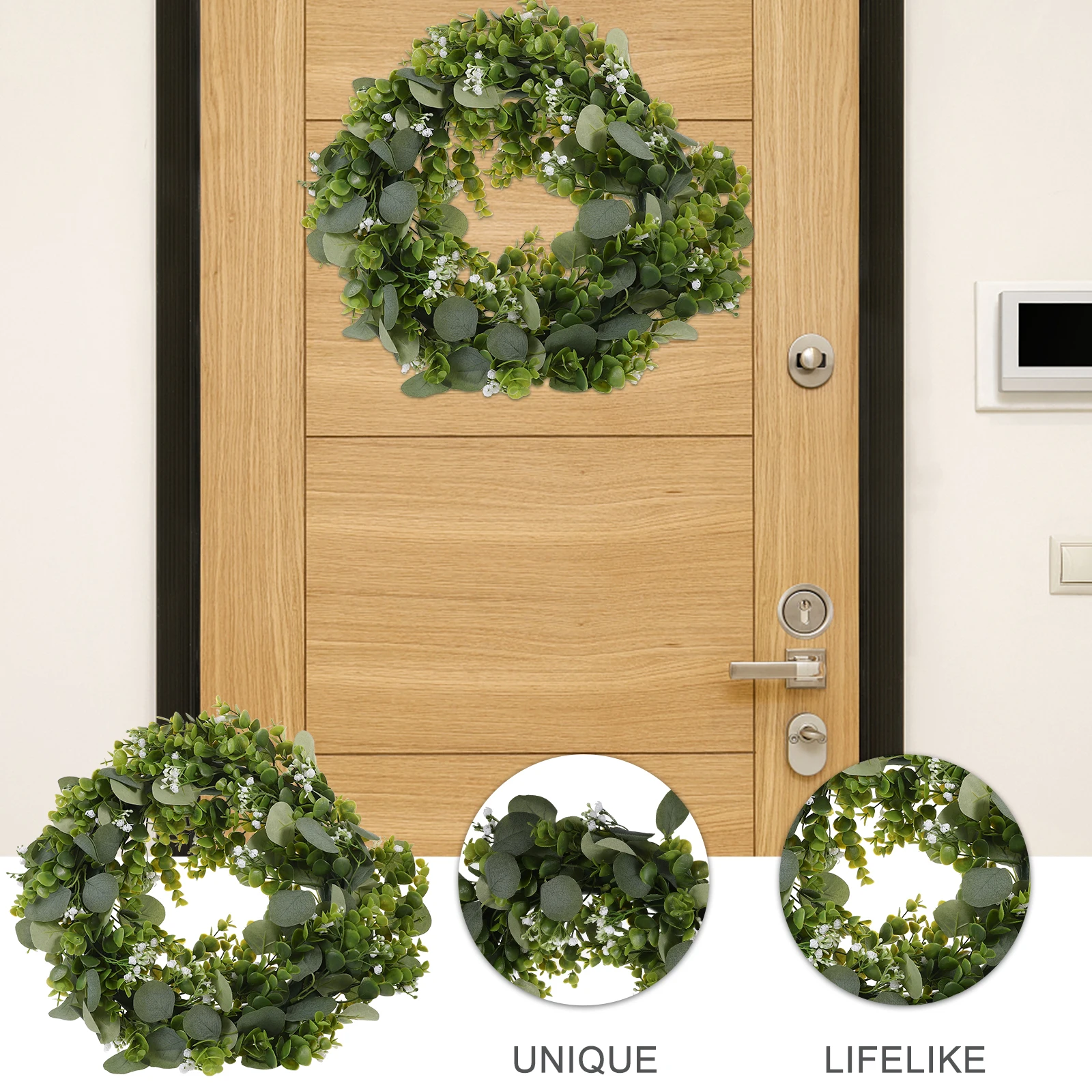 

Artificial Wreath Eucalyptus Leaves Silk Flower DS1084 Green Decorative Front Door Home Wedding Spring Fake Plants