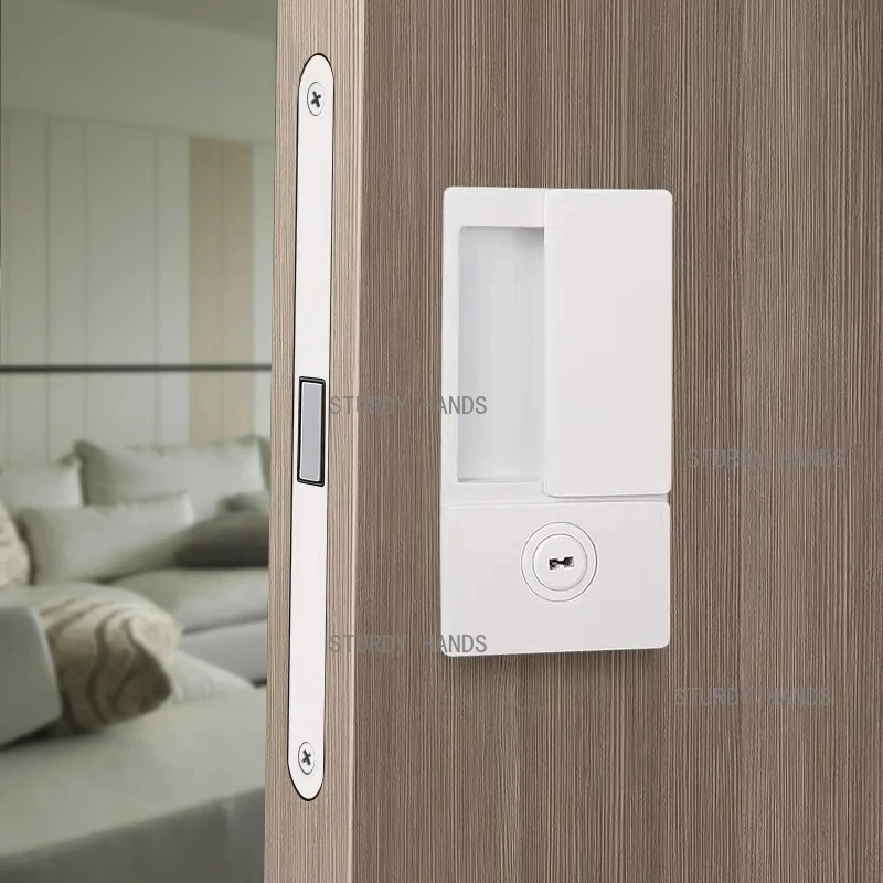 

1 set of zinc alloy bedroom wooden door lock with magnetic built-in sliding silent sliding double-sided invisible lock