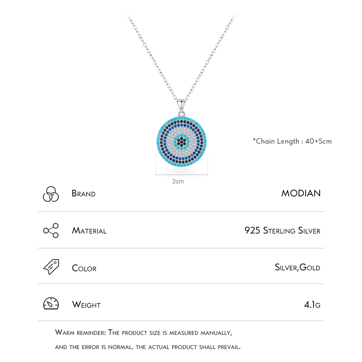 MODIAN 925 Sterling Silver Luxury Vintage Pendant Necklace Turquoise Blue Clear CZ Link Chain For Women Fine Jewelry Gifts