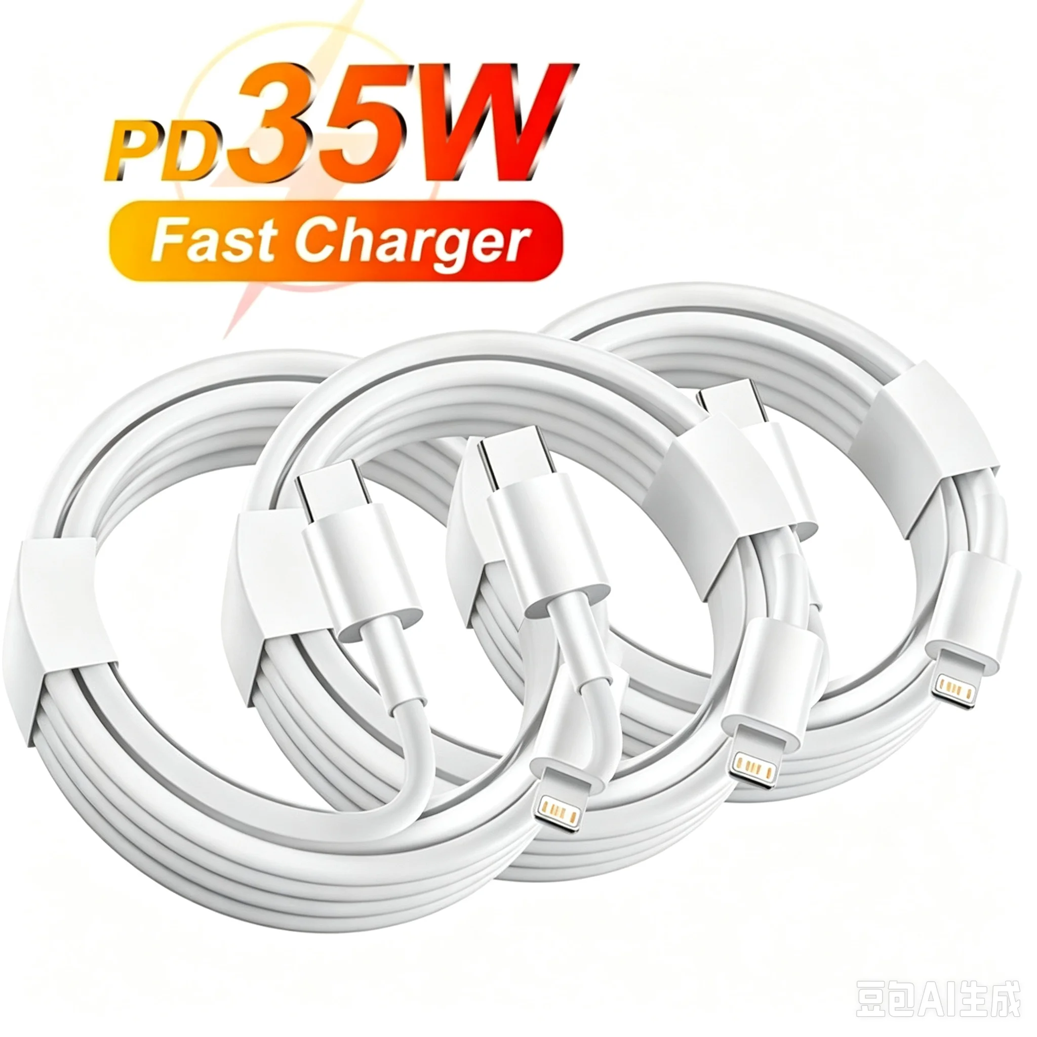 3PCS 35W PD Fast Charging Braided Cable For iPhone 11 12 13 Mini 14 Pro Max X XR XS Max 8 14 Plus Rapid Charge USB C Data Cables