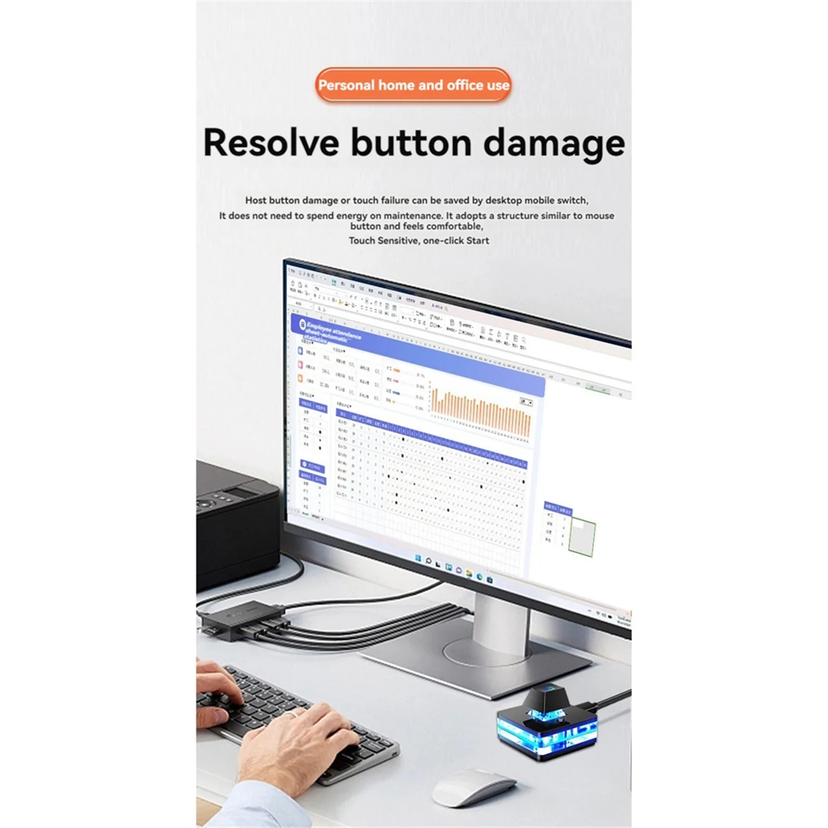 Computer Desktop Switch Blue LED Computer Motherboard External Start Power Button Extension Cord Computer Switch On/Off F