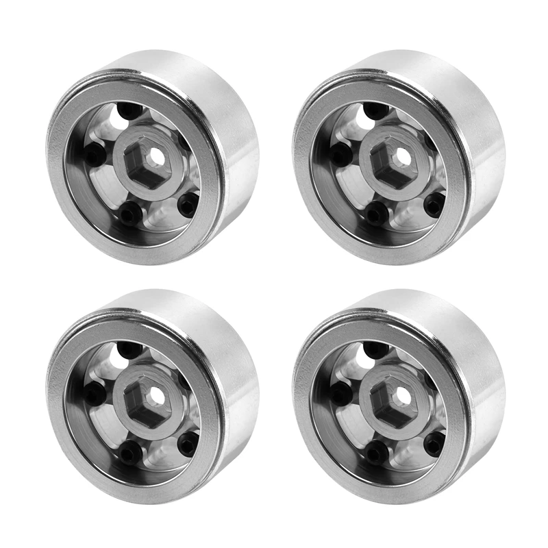 

4PCS 1.0 CNC Metal Beadlock Wheel Rims Wheel Hub for 1/24 RC Crawler Car Axial SCX24 90081 AXI00001 Upgrade Parts,2