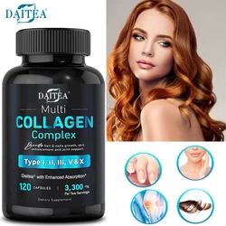 Multi-Collagen Complex - Types I, II, III, V, X, Non-GMO, Enhanced Absorption, for Healthy Hair, Bones, Cartilage, Skin & Nails