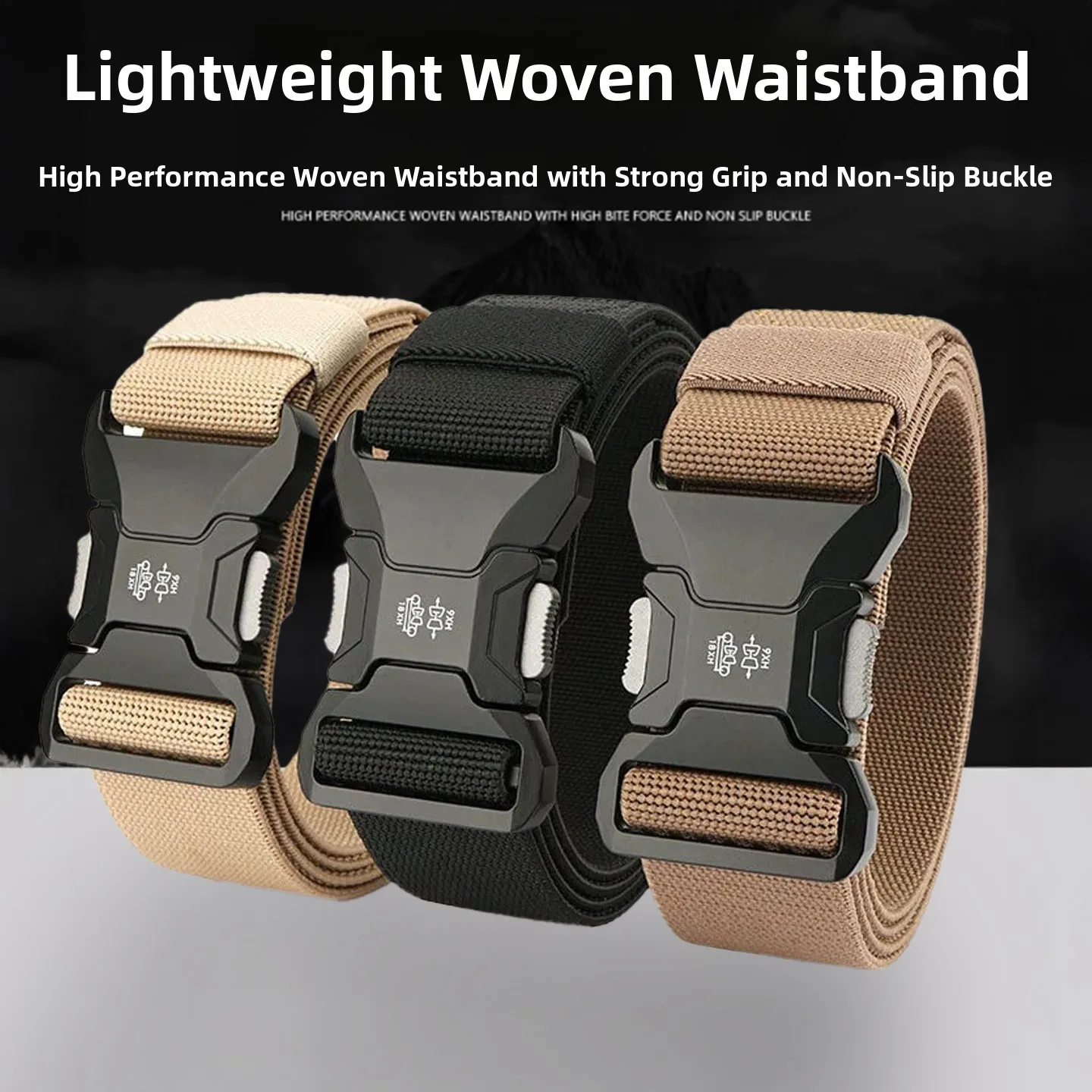Tactical Waist Belt New Men's Alloy Quick Release Buckle Outdoor Elastic Canvas Belt Workwear Extended Length Leather Belt