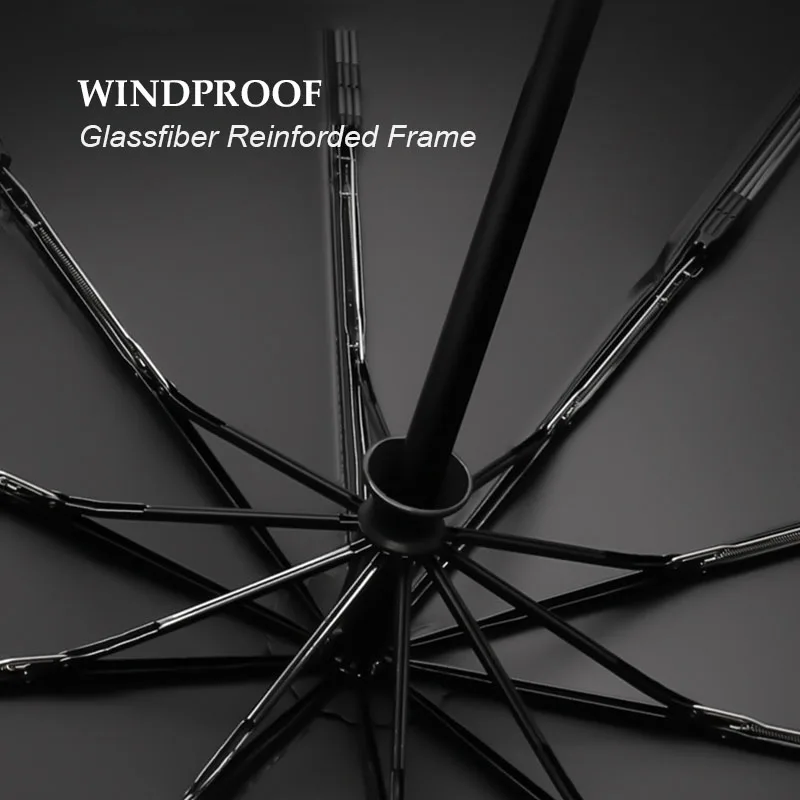 30 Bones Windproof Strong Reinforced Automatic Folding Umbrella for Men Curved Wooden Handle Luxury Umbrella Water Resistant