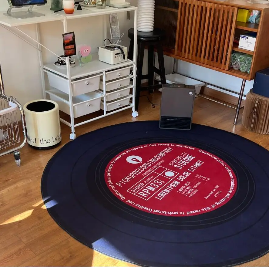 Classical Music Vinyl Record Round Rug Carpets for Living Room Chair Decoration Children's Play Crawling Soft Non-slip Floor Mat