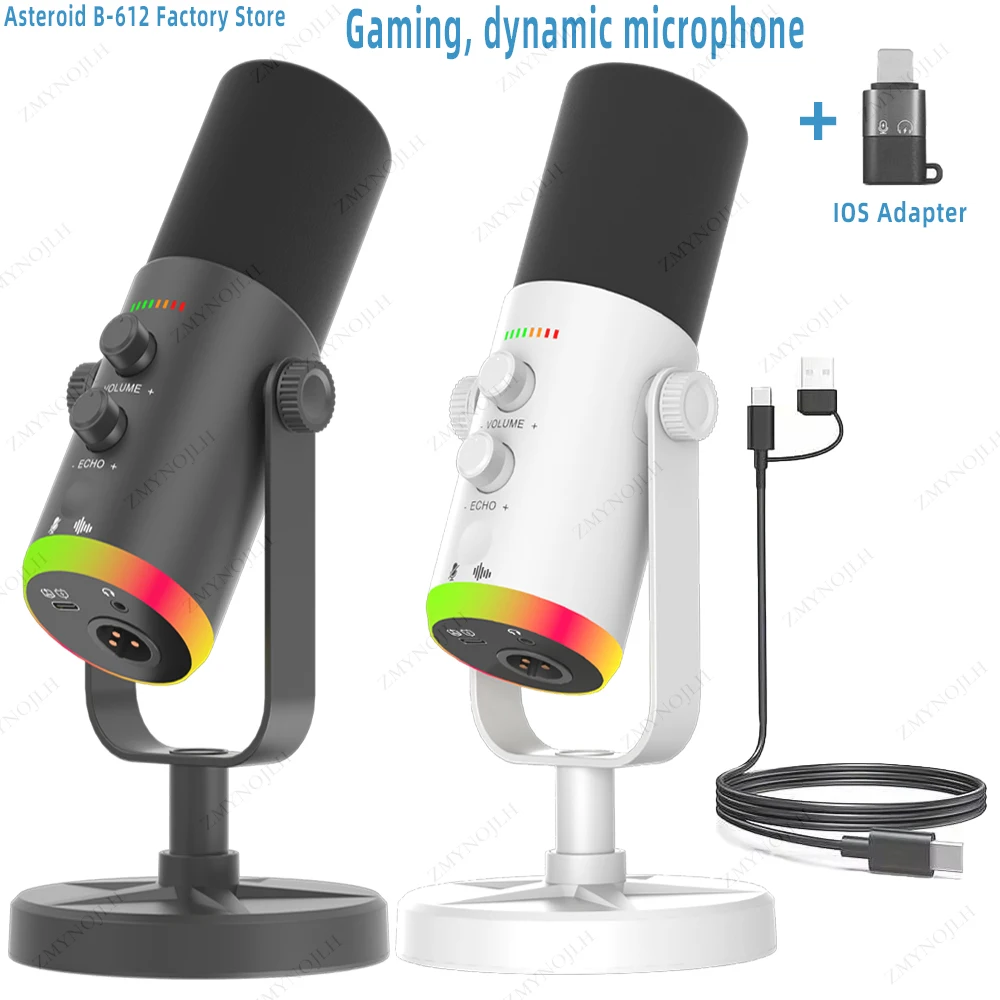 pc-mac-ゲーム、録音、ライブストリーミング、ポッドキャスティング用の-usb-マイク。電話アダプター付き-pc-ゲーム用コンデンサー-コイルマイク。