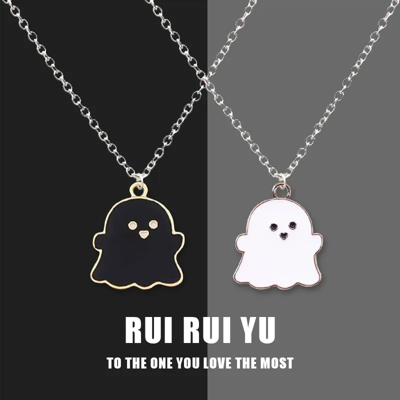 Cute Cartoon Ghost Friendship Couple Pendant Necklaces For Korean Fashion Female Men Best Friend Lovely Women Necklaces Jewelry