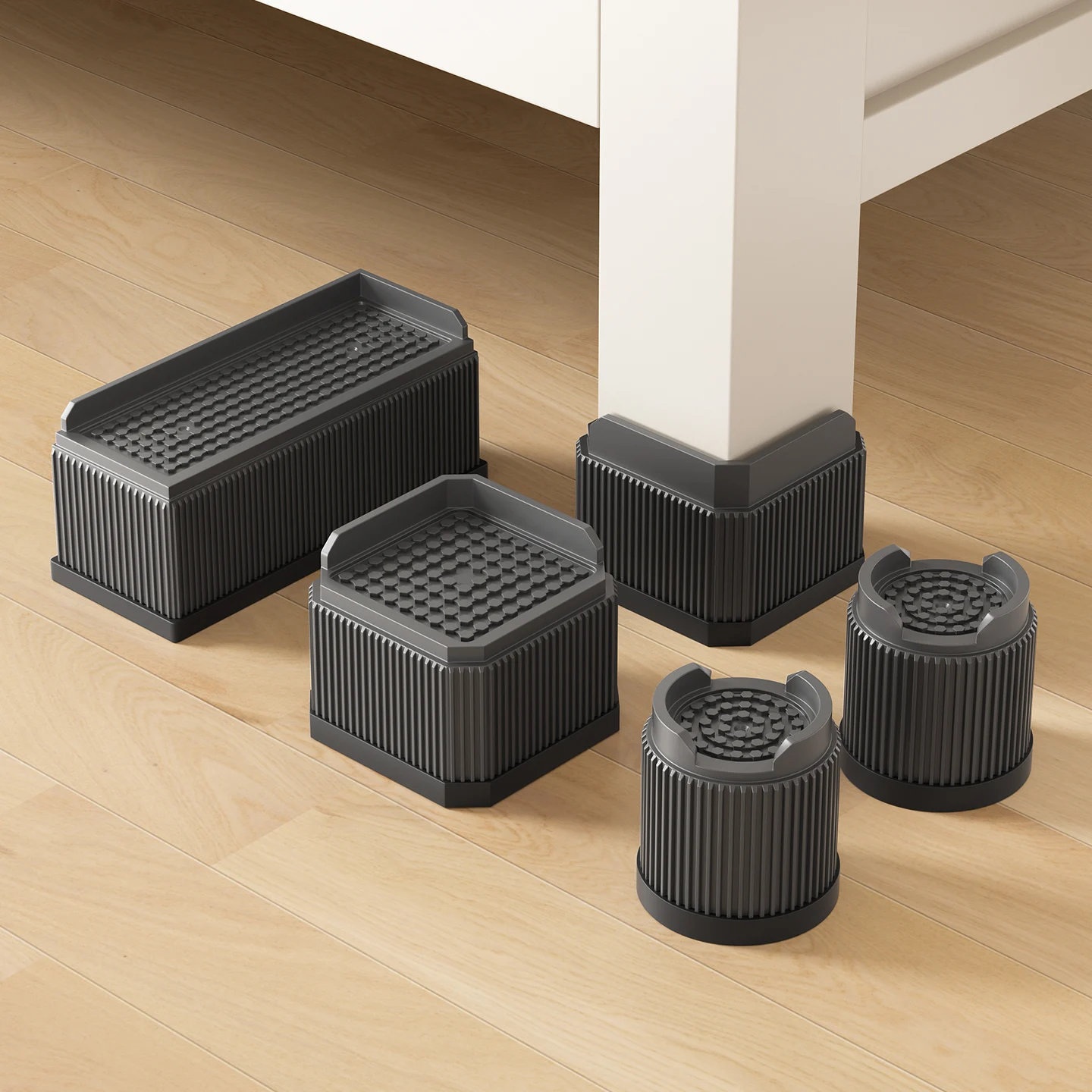 

Plastic Furniture Height Risers (4-Pack) – Reusable, Stackable & Moisture-Proof, Ideal for Sofa, Table & Chair Bases